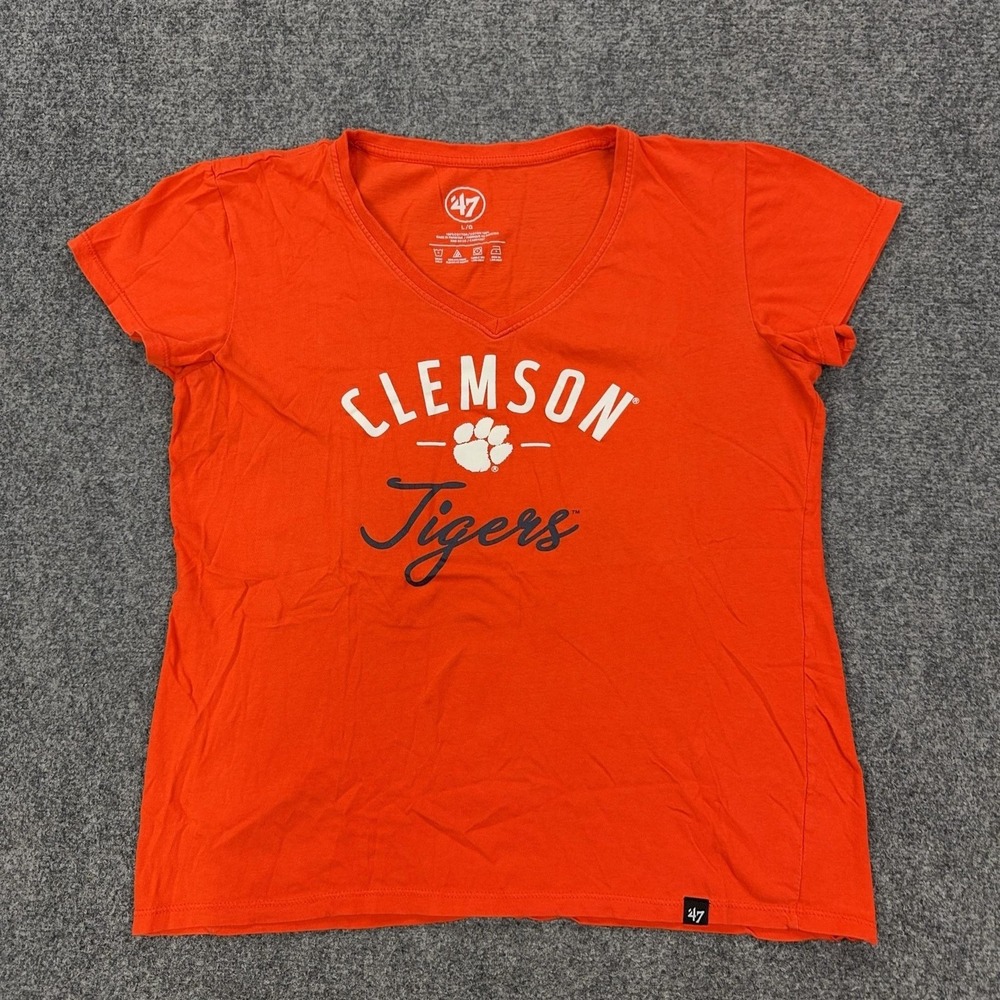 Clemson Tigers Shirt Womens Large Orange NCAA Football '47 Graphic Tee Top